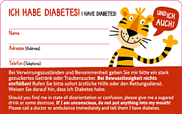 Diabetes Notfallausweis - Tiger orange