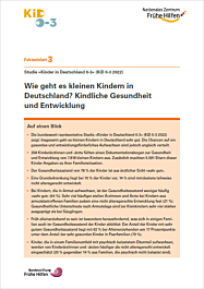 Das Bild zeigt eine Vorschau des Mediums "Faktenblatt 3: Gesundheit und Entwicklung von kleinen Kindern in Deutschland"