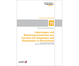 Das Bild zeigt eine Vorschau des Mediums "Materialien zu Frühen Hilfen 15: Lebenslagen und Belastungssituationen von Familien mit Säuglingen und Kleinkindern in Deutschland"