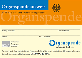 Organspendeausweis als Plastikkarte - deutsch