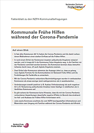 Das Bild zeigt eine Vorschau des Mediums "Faktenblatt: Kommunale Frühe Hilfen während der Corona-Pandemie"