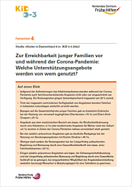 Das Bild zeigt eine Vorschau des Mediums "Faktenblatt 4: Erreichbarkeit junger Familien vor und während der Corona-Pandemie"