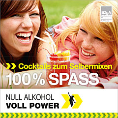 Broschüre Null Alkohol - Voll Power: Cocktails zum Selbermixen - 100% Spass