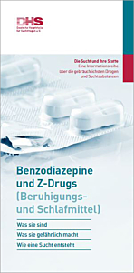 Broschüre Faltblatt "Die Sucht und ihre Stoffe - Benzodiazepine und Z-Drugs"