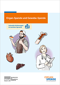 Broschüre mit integriertem Organspendeausweis in Leichter Sprache