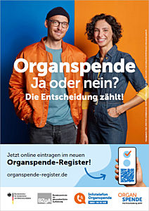 Das Bild zeigt eine Vorschau des Mediums "Plakat zum Organspende-Register, A2"