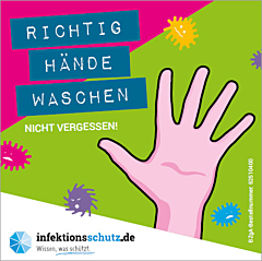 Aufkleber "Händewaschen", klein für Grundschulen