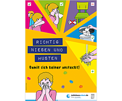 Plakat "Richtig niesen und husten" für Kindertagesstätten