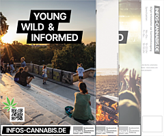 Das Bild zeigt eine Vorschau des Mediums "Motiv-Kampagne Cannabisprävention "Young, wild &..." (Postkarte)"