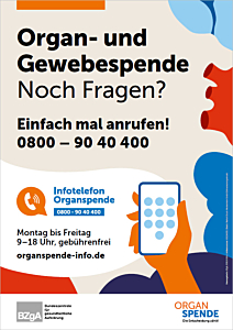 Das Bild zeigt eine Vorschau des Mediums "Plakat Infotelefon Organspende"