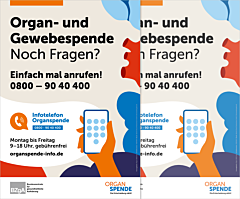 Das Bild zeigt eine Vorschau des Mediums "Plakat Infotelefon Organspende"