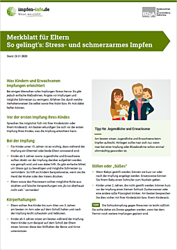 PDF So gelingt‘s: Stress- und schmerzarmes Impfen - Merkblatt mit hilfreichen Tipps für Eltern