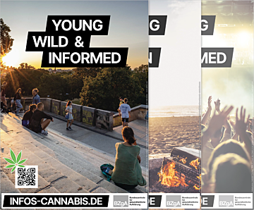 Das Bild zeigt eine Vorschau des Mediums "Motiv-Kampagne Cannabisprävention "Young, wild &..." (Plakat)"