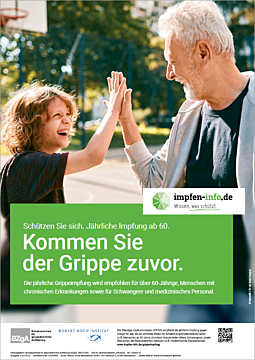 Plakat "Wir kommen der Grippe zuvor" - Senioren