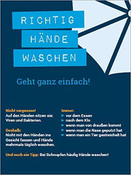 Broschüre Leporello "Geht ganz einfach: Richtig Hände waschen" für weiterführende Schulen