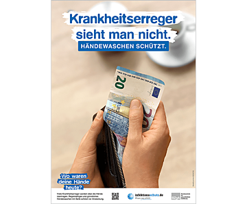 Plakat "Wo waren deine Hände heute?" - Motiv Bargeld