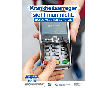 Plakat "Wo waren deine Hände heute?" - Motiv EC-Kartenlesegerät