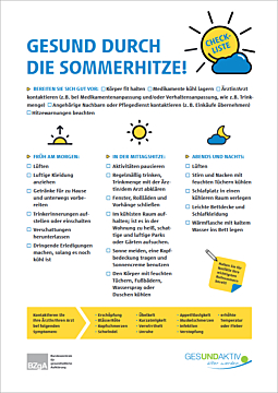 Das Bild zeigt eine Vorschau der Checkliste "Gesund durch die Sommerhitze"