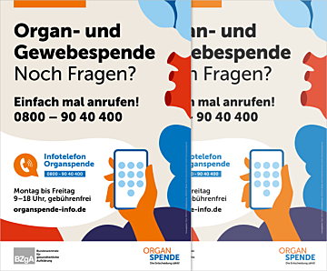 Das Bild zeigt eine Vorschau des Mediums "Plakat Infotelefon Organspende"