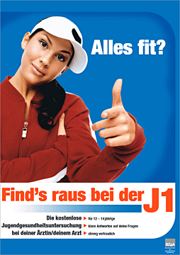Plakat "Alles fit? Find&#39;s raus bei der J1" - Motiv Mädchen