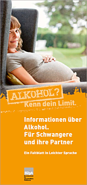 Broschüre Informationen über Alkohol. Für Schwangere und ihre Partner - Ein Faltblatt in Leichter Sprache