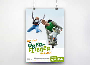 Plakat Poster Zeit für Bewegung "Über-Flieger"