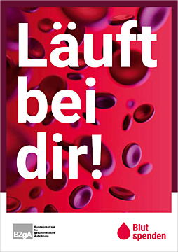 Das Bild zeigt eine Vorschau des Mediums "Postkarte Blutspende "Läuft bei dir!""