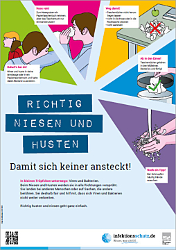 Plakat "Richtig niesen und husten" für Grundschulen