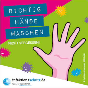 Aufkleber "Händewaschen", klein für Grundschulen