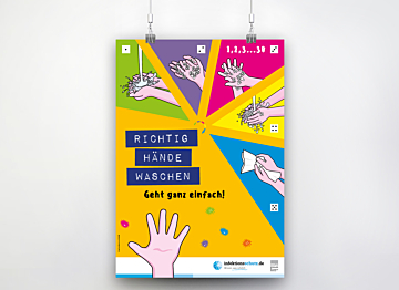 Plakat "Richtig Hände waschen" für Kindertagesstätten