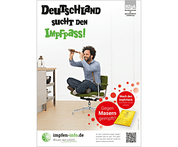 Plakat "Deutschland sucht den Impfpass" - Motiv Suche mit Fernrohr