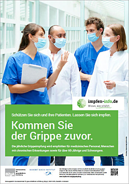 Plakat "Wir kommen der Grippe zuvor" - Medizinisches Personal