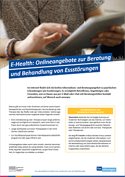 PDF Themenblatt: E-Health: Onlineangebote zur Beratung und Behandlung von Essstörungen