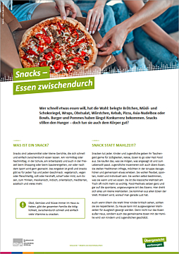 PDF Themenblatt: Snacks – Essen zwischendurch