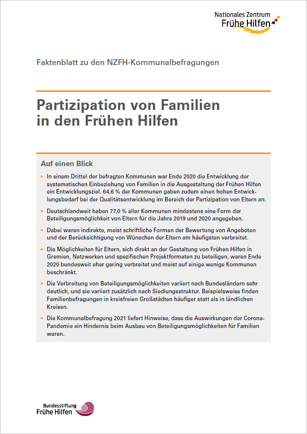 

    
    
    
    
    
    
    
    
    
    
    
    
    
    
    
    
    
    
    
    
    
    
        
                Das Bild zeigt eine Vorschau des Mediums "Faktenblatt: Partizipation von Familien in den Frühen Hilfen"
            
    
    
    
    
    
    
    
    
    
    
    
    
    
