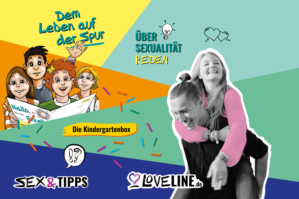 Eine Collage mit mehreren Logos aus dem Fachbereich, einer Gruppe gezeichneter Kinder und ein Foto von zwei Jugendlichen